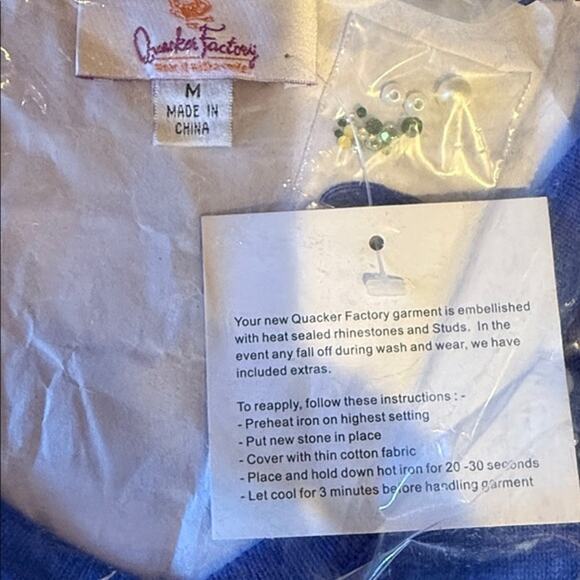 Quacker Factory Royal Blue Silver Snowflake Christmas Holiday Long Sleeve Top M - Picture 8 of 9